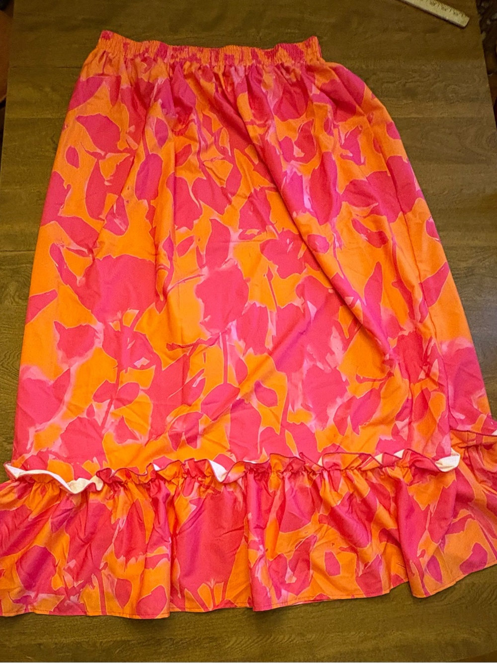 SHEIN Hot Pink & Orange Ruffle-Hem A-Line Skirt
